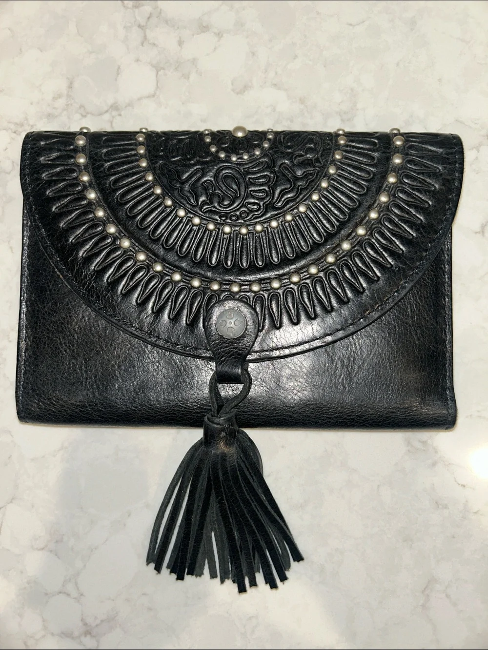 Patricia Nash Black Leather Colli clutch wallet
